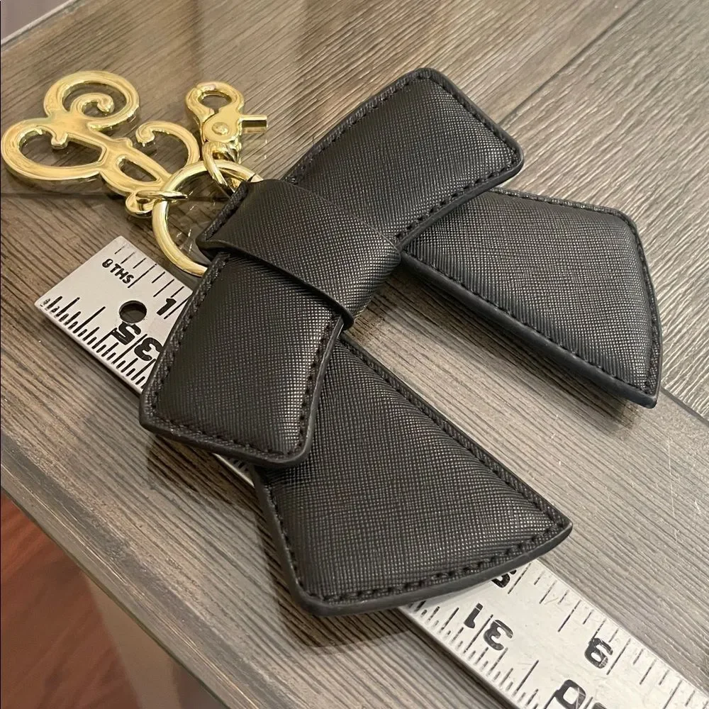 Betsey Johnson Keychain Bag Charm Elegant Black Bow Keychain B Initial Monogram